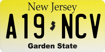 NJ license plate A19NCV
