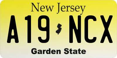 NJ license plate A19NCX
