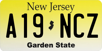 NJ license plate A19NCZ
