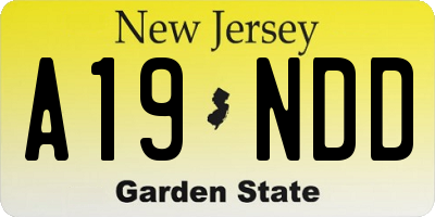 NJ license plate A19NDD