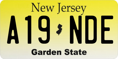 NJ license plate A19NDE