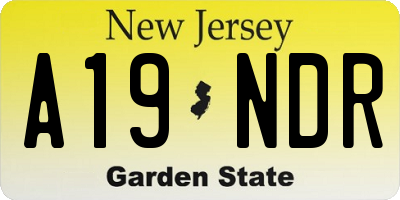 NJ license plate A19NDR