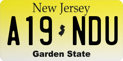 NJ license plate A19NDU