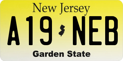 NJ license plate A19NEB