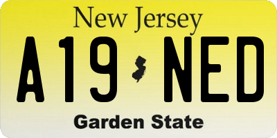 NJ license plate A19NED