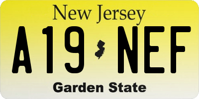 NJ license plate A19NEF