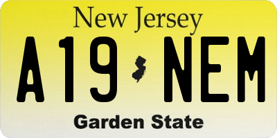 NJ license plate A19NEM
