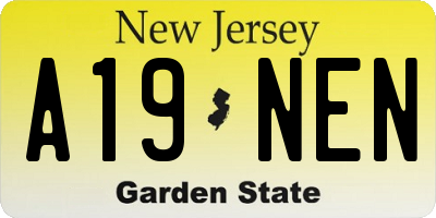 NJ license plate A19NEN