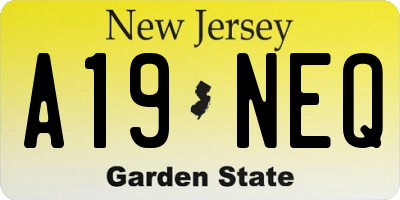 NJ license plate A19NEQ