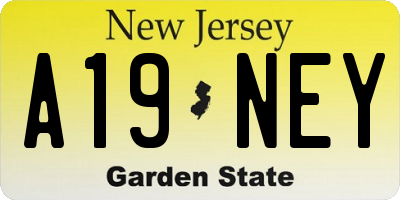 NJ license plate A19NEY
