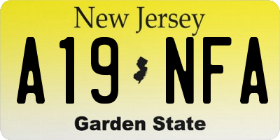 NJ license plate A19NFA