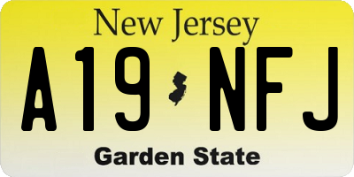 NJ license plate A19NFJ