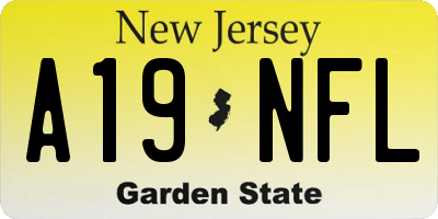 NJ license plate A19NFL