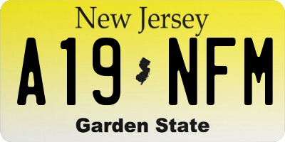 NJ license plate A19NFM