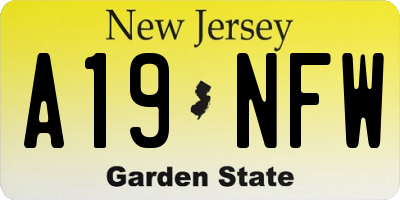 NJ license plate A19NFW