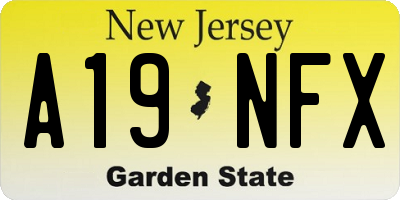 NJ license plate A19NFX