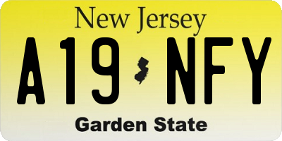 NJ license plate A19NFY