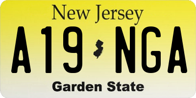 NJ license plate A19NGA