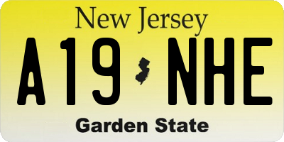 NJ license plate A19NHE