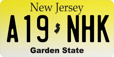 NJ license plate A19NHK