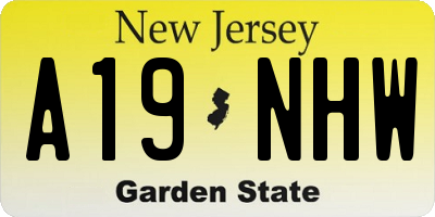 NJ license plate A19NHW