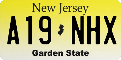 NJ license plate A19NHX