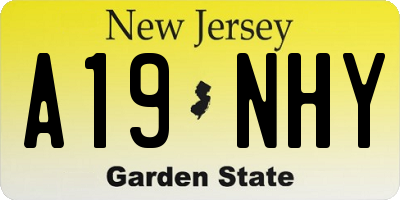 NJ license plate A19NHY