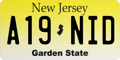 NJ license plate A19NID