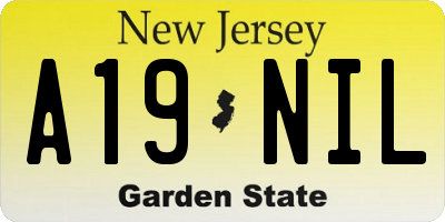 NJ license plate A19NIL
