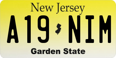 NJ license plate A19NIM