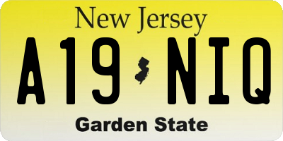 NJ license plate A19NIQ