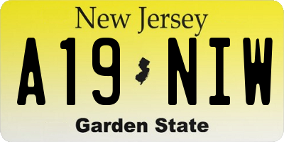 NJ license plate A19NIW