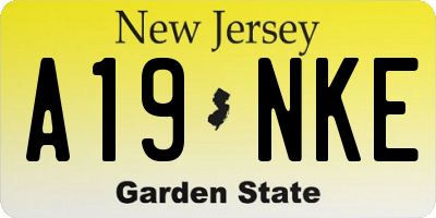 NJ license plate A19NKE