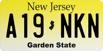 NJ license plate A19NKN