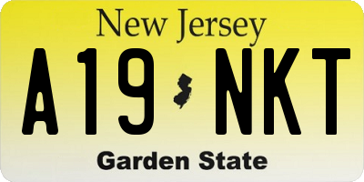 NJ license plate A19NKT
