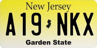 NJ license plate A19NKX