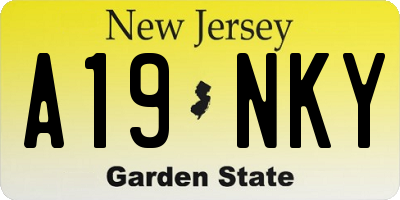 NJ license plate A19NKY