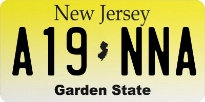 NJ license plate A19NNA