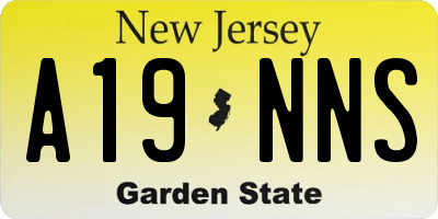 NJ license plate A19NNS