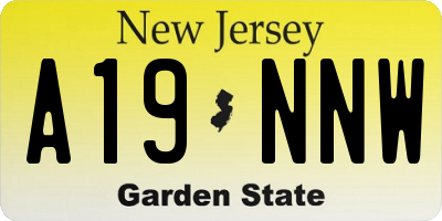 NJ license plate A19NNW