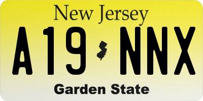 NJ license plate A19NNX