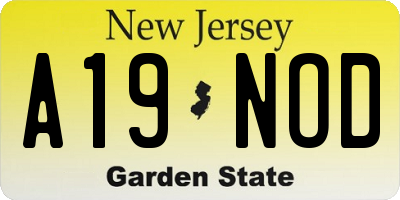 NJ license plate A19NOD