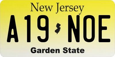 NJ license plate A19NOE