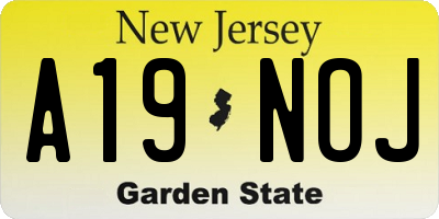 NJ license plate A19NOJ