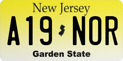 NJ license plate A19NOR