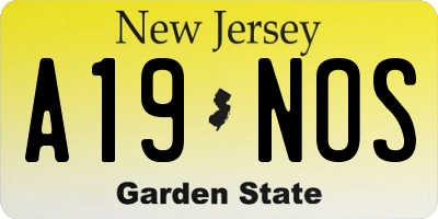 NJ license plate A19NOS