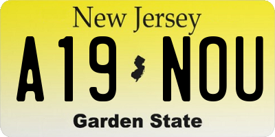 NJ license plate A19NOU