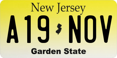 NJ license plate A19NOV
