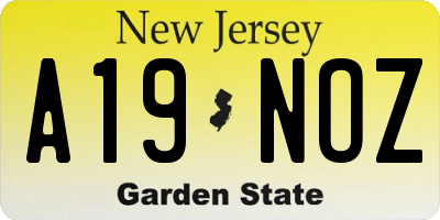 NJ license plate A19NOZ