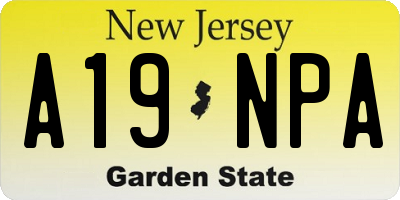 NJ license plate A19NPA
